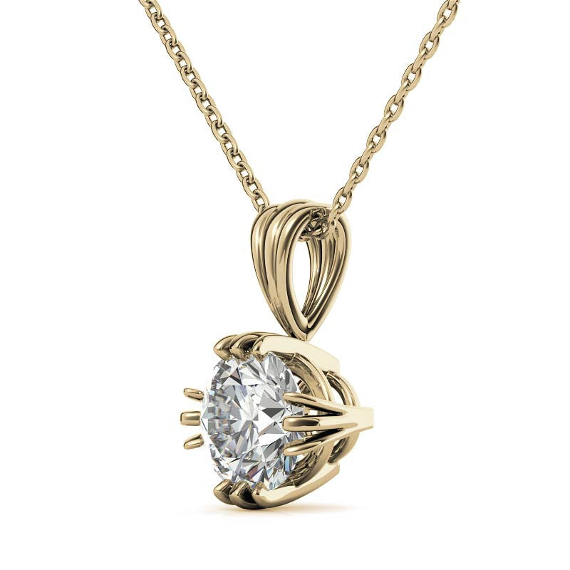 Triple Prong Round Basket Moissanite Solitaire Pendant