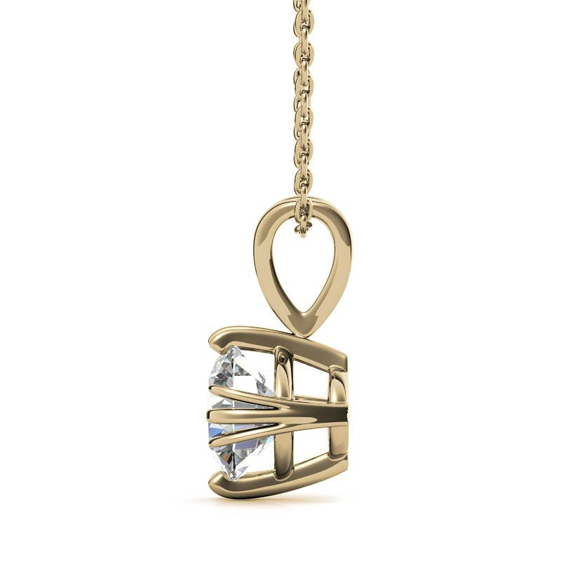 Triple Prong Round Basket Moissanite Solitaire Pendant