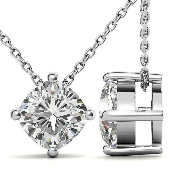 Cushion Moissanite Solitaire Pendant