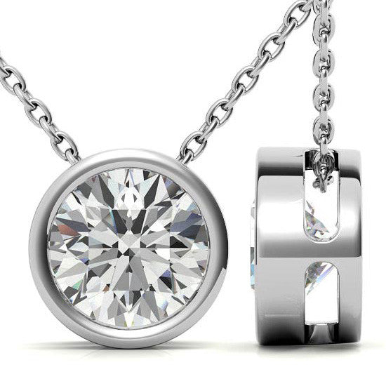 Round Brilliant Moissanite Bezel Solitaire Pendant
