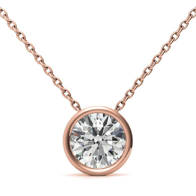 Round Brilliant Moissanite Bezel Solitaire Pendant