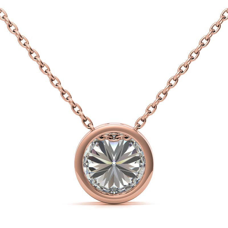 Round Brilliant Moissanite Bezel Solitaire Pendant