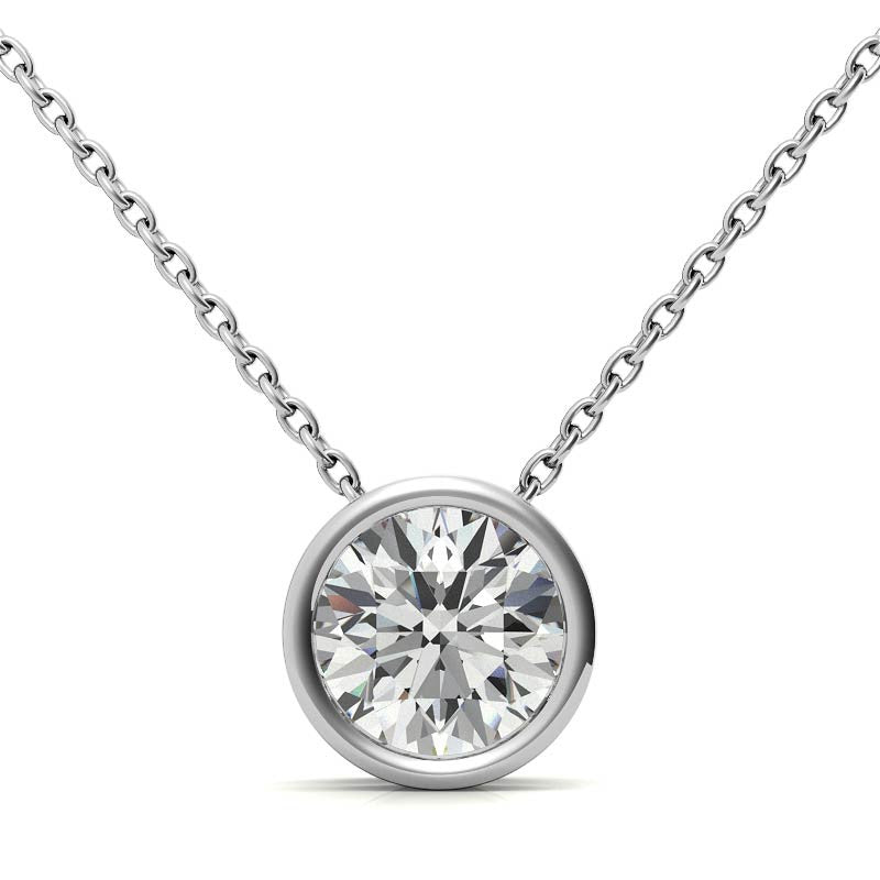 Round Brilliant Moissanite Bezel Solitaire Pendant