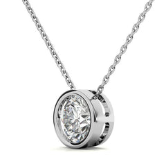 Round Brilliant Moissanite Bezel Solitaire Pendant