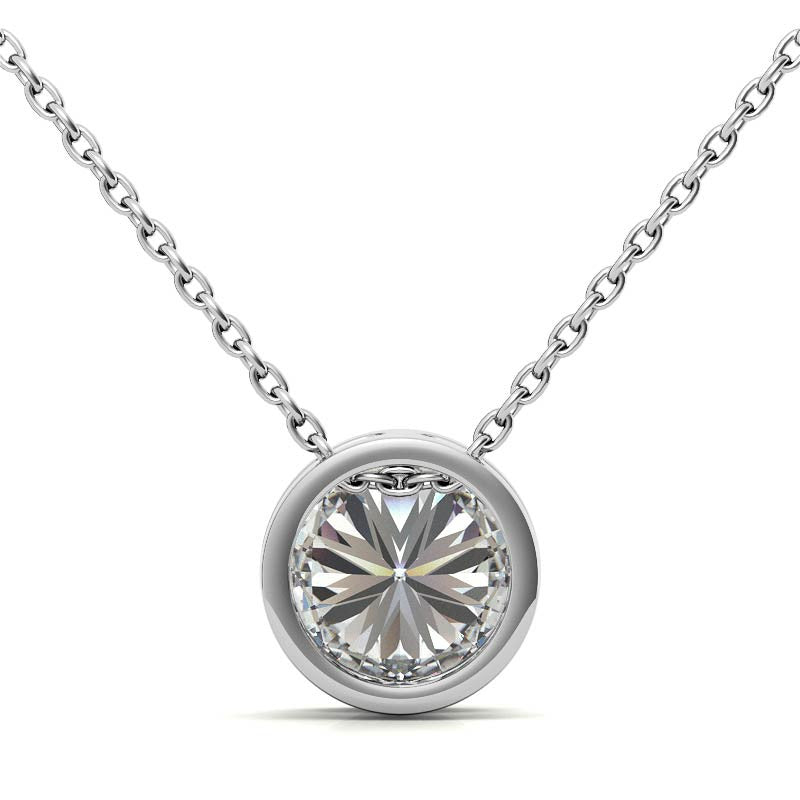 Round Brilliant Moissanite Bezel Solitaire Pendant