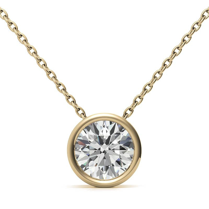 Round Brilliant Moissanite Bezel Solitaire Pendant