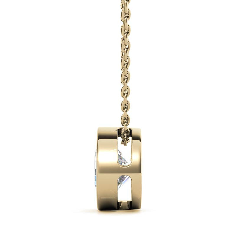 Round Brilliant Moissanite Bezel Solitaire Pendant