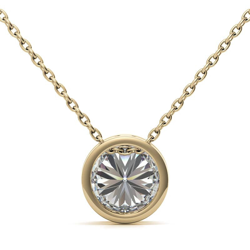 Round Brilliant Moissanite Bezel Solitaire Pendant