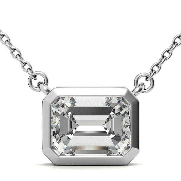 Emerald / Radiant Bezel Moissanite Pendant