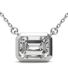 Emerald / Radiant Bezel Moissanite Pendant