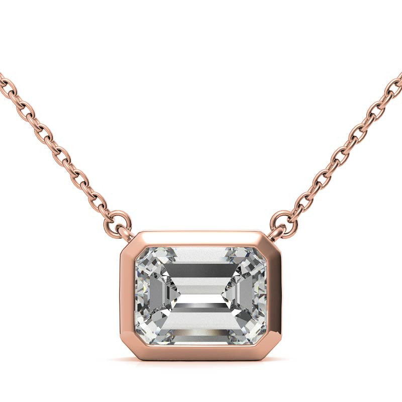 Emerald / Radiant Bezel Moissanite Pendant