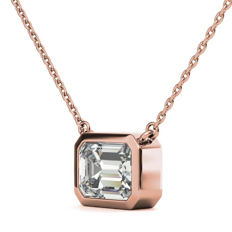 Emerald / Radiant Bezel Moissanite Pendant