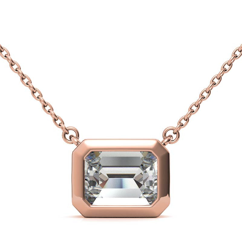 Emerald / Radiant Bezel Moissanite Pendant