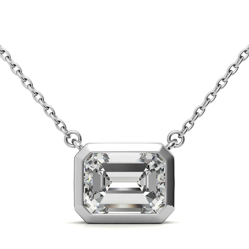 Emerald / Radiant Bezel Moissanite Pendant