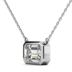 Emerald / Radiant Bezel Moissanite Pendant