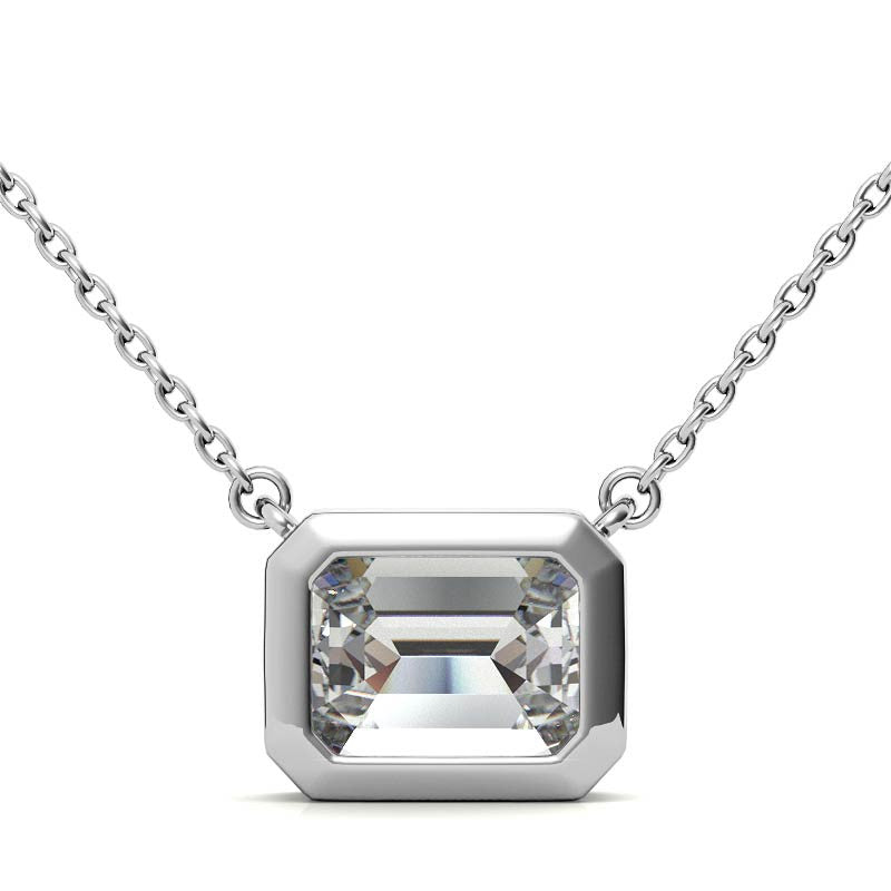 Emerald / Radiant Bezel Moissanite Pendant