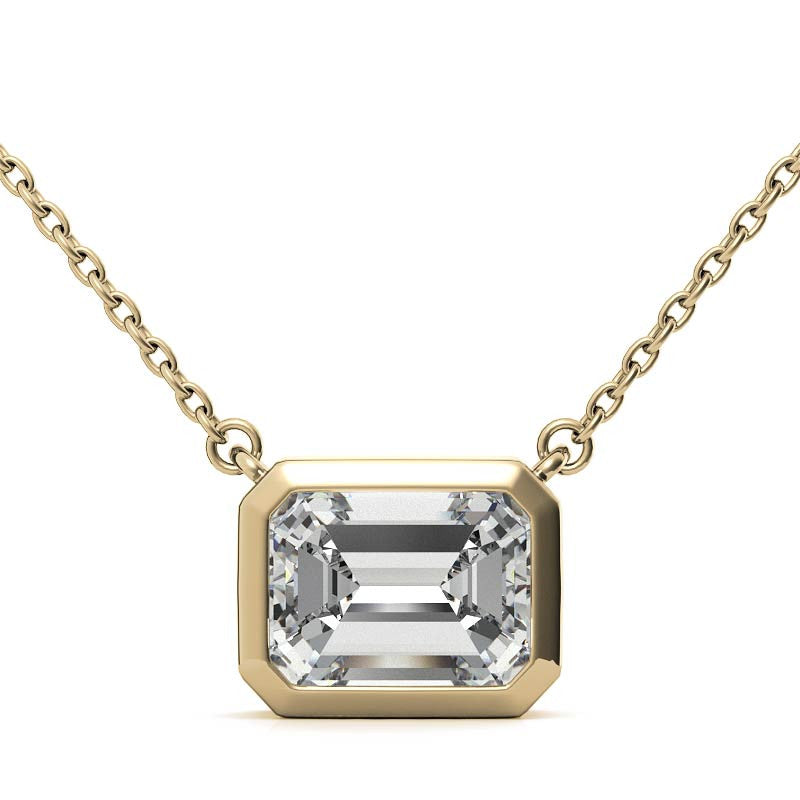 Emerald / Radiant Bezel Moissanite Pendant