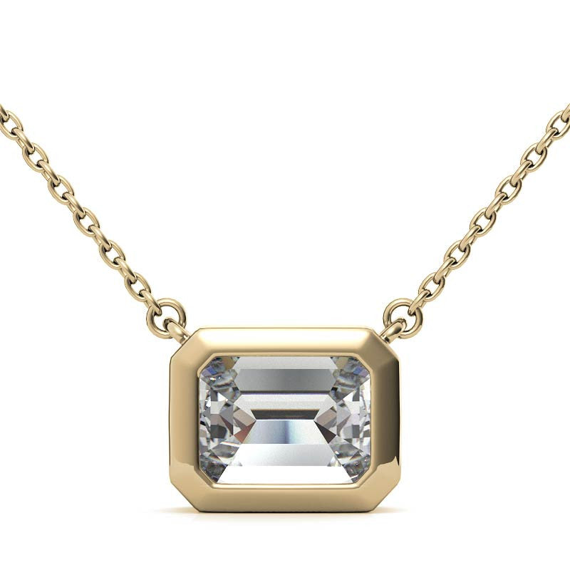 Emerald / Radiant Bezel Moissanite Pendant