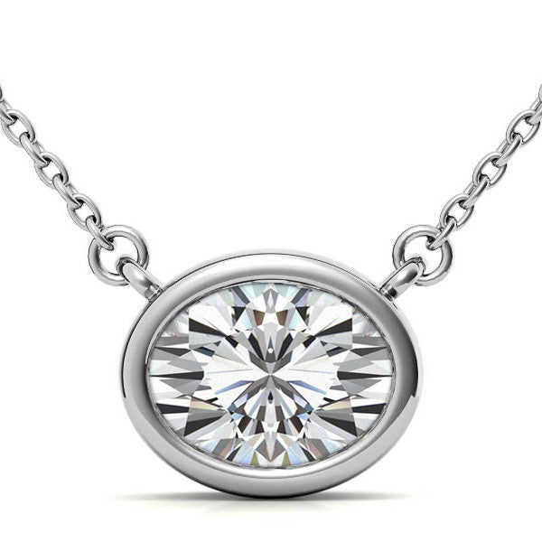 Oval Bezel Moissanite Pendant