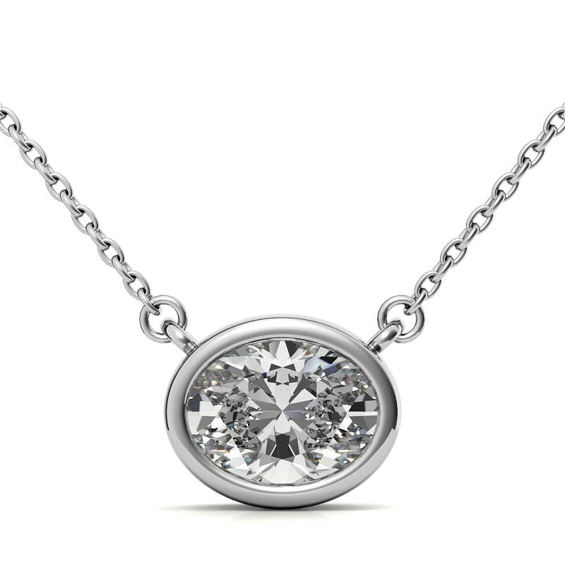 Oval Bezel Moissanite Pendant