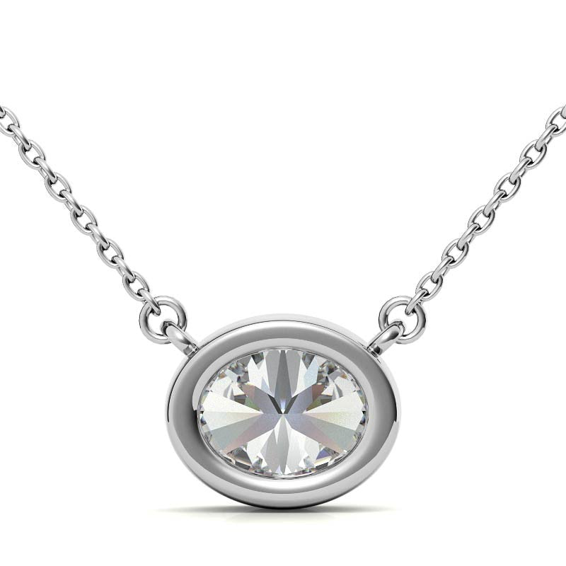 Oval Bezel Moissanite Pendant