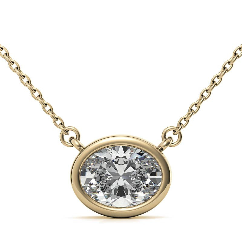 Oval Bezel Moissanite Pendant
