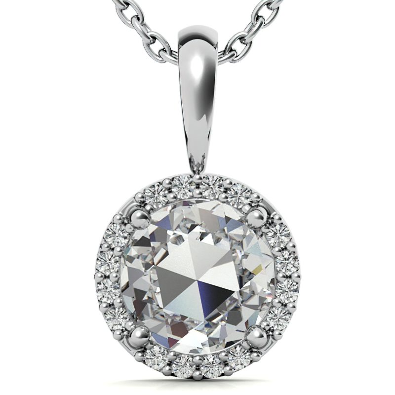 Rose Halo Moissanite Solitaire Pendant