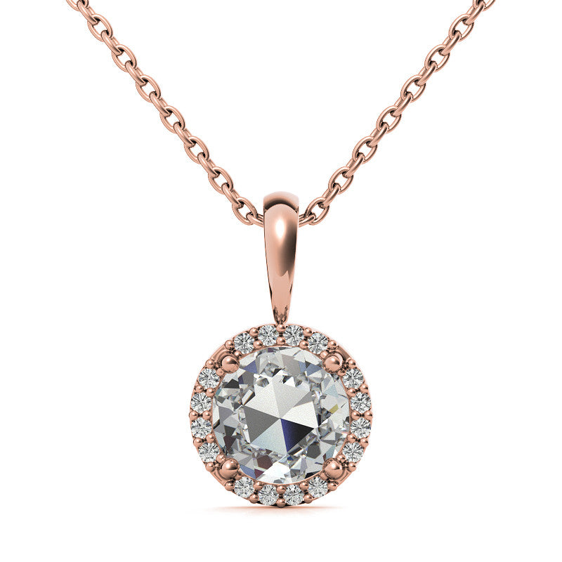 Rose Halo Moissanite Solitaire Pendant
