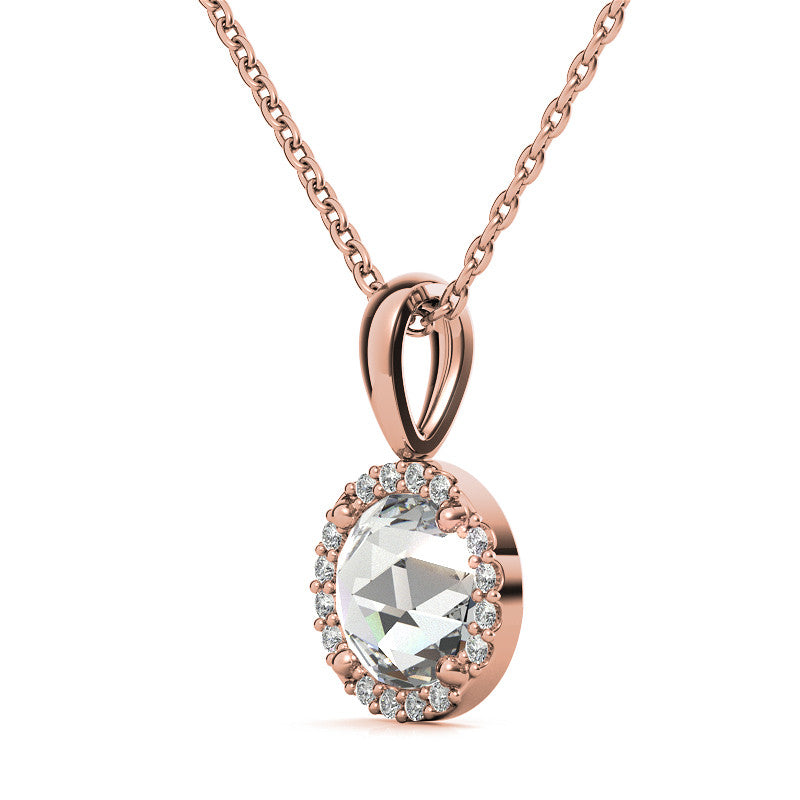 Rose Halo Moissanite Solitaire Pendant