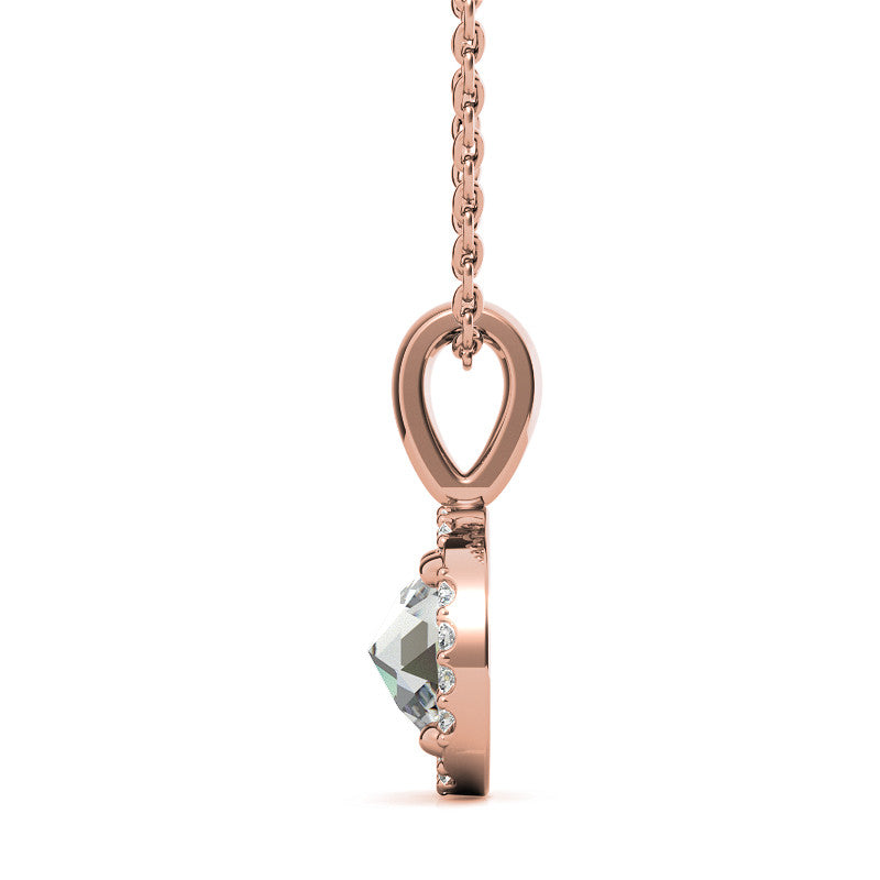 Rose Halo Moissanite Solitaire Pendant