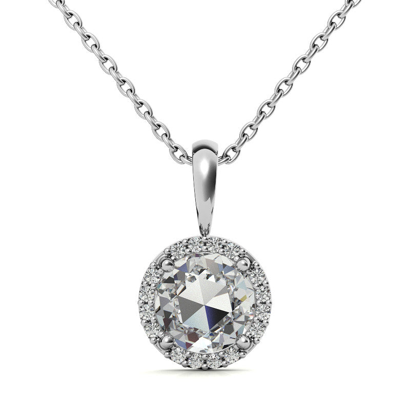 Rose Halo Moissanite Solitaire Pendant