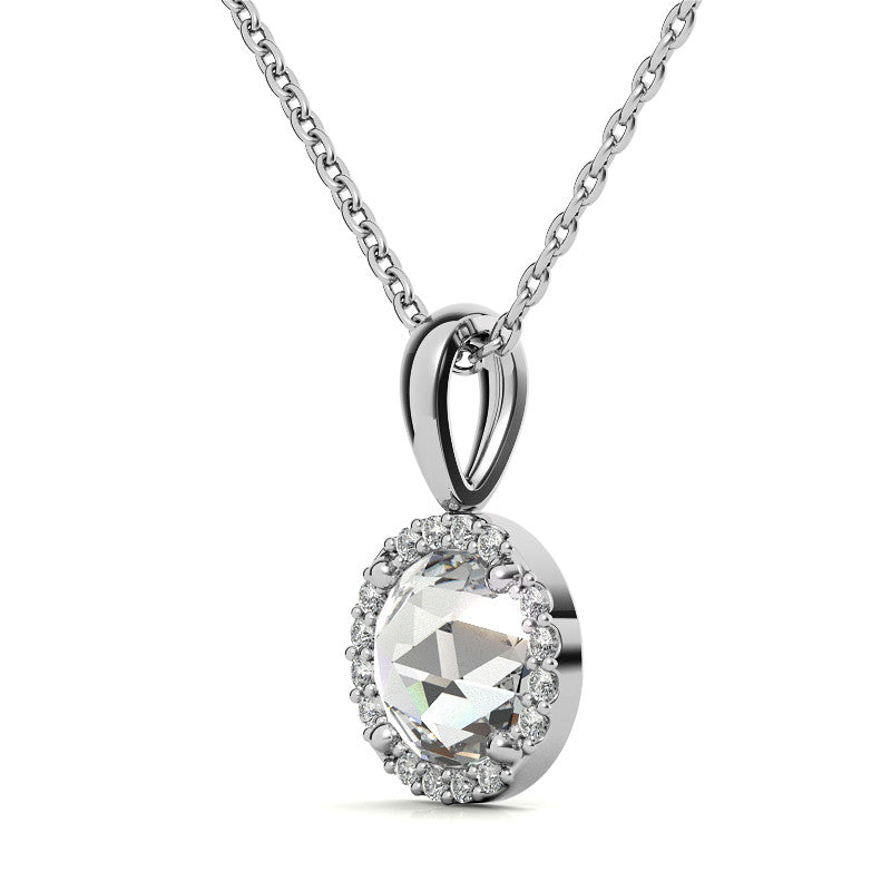 Rose Halo Moissanite Solitaire Pendant