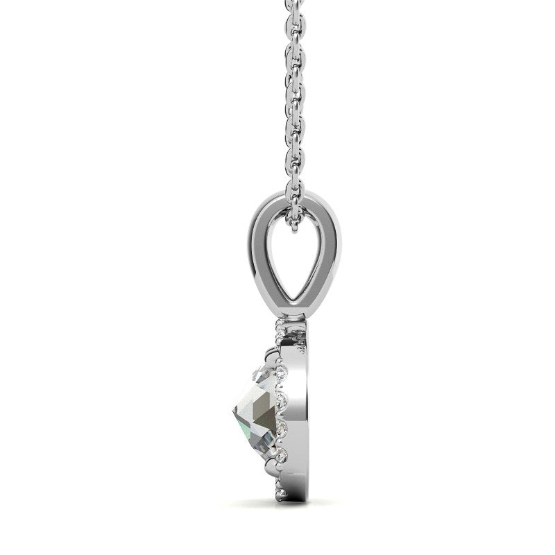 Rose Halo Moissanite Solitaire Pendant