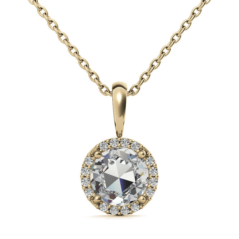 Rose Halo Moissanite Solitaire Pendant