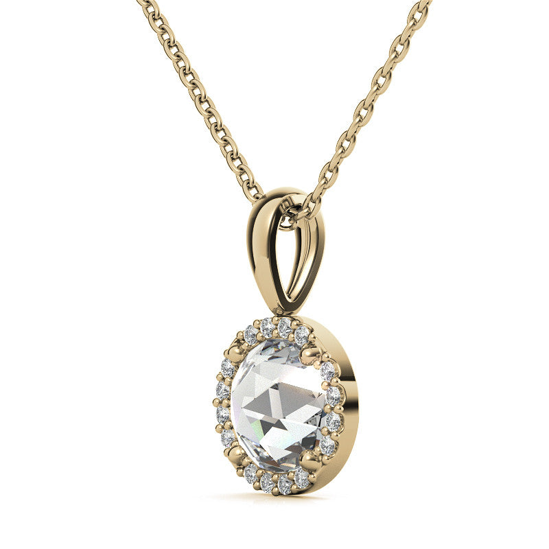 Rose Halo Moissanite Solitaire Pendant