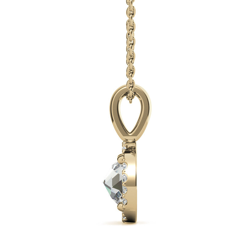 Rose Halo Moissanite Solitaire Pendant