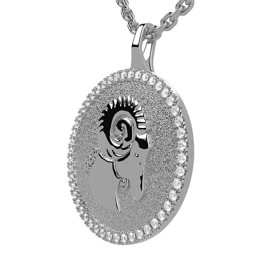 Aries Zodiac Diamond Medallion Pendant