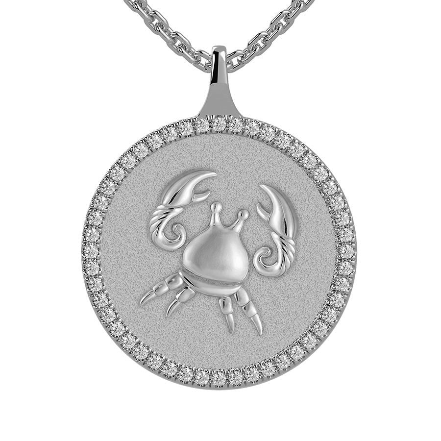 Cancer Zodiac Diamond Medallion Pendant