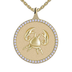 Cancer Zodiac Diamond Medallion Pendant