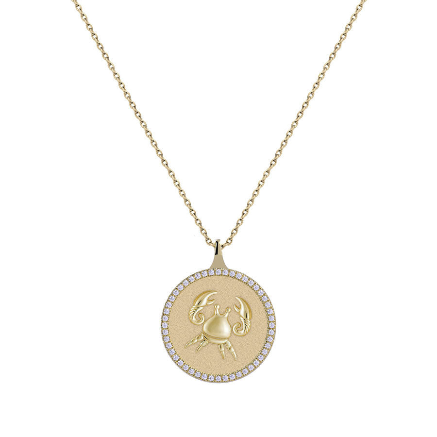 Cancer Zodiac Diamond Medallion Pendant
