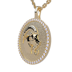 Capricorn Zodiac Diamond Medallion Pendant