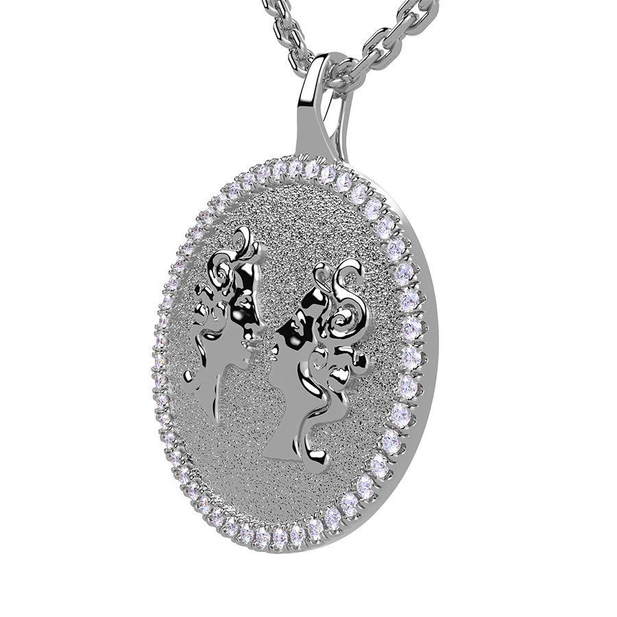 Gemini Zodiac Diamond Medallion Pendant