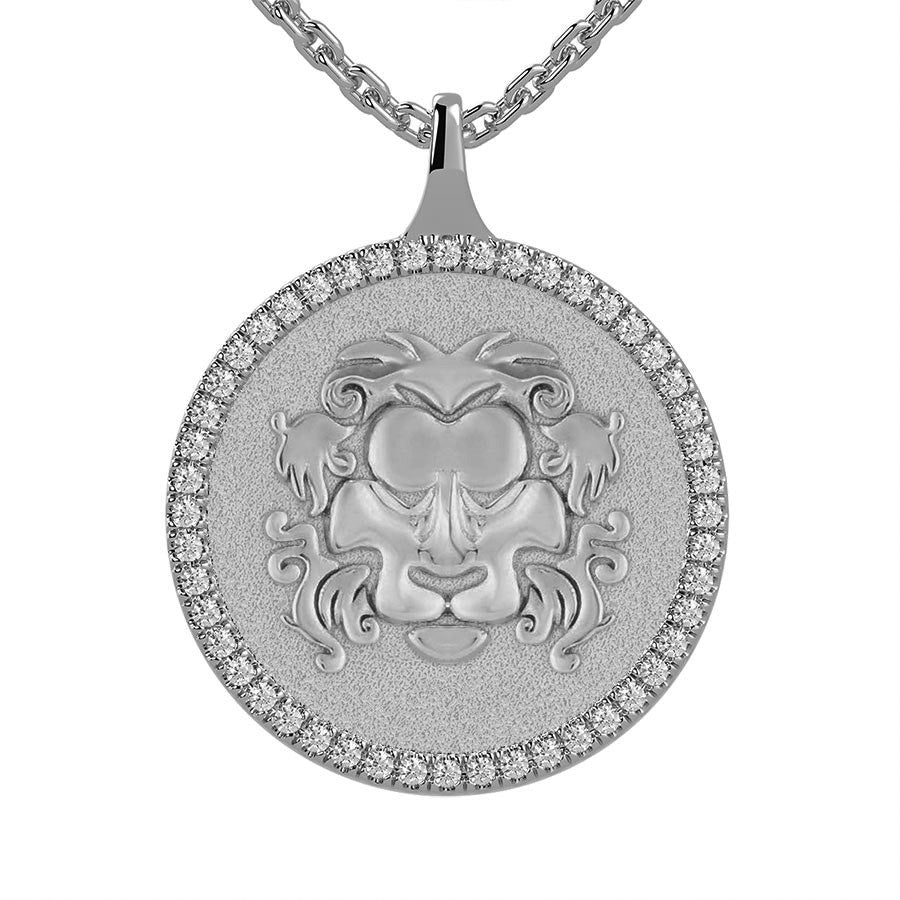Leo Zodiac Diamond Medallion Pendant