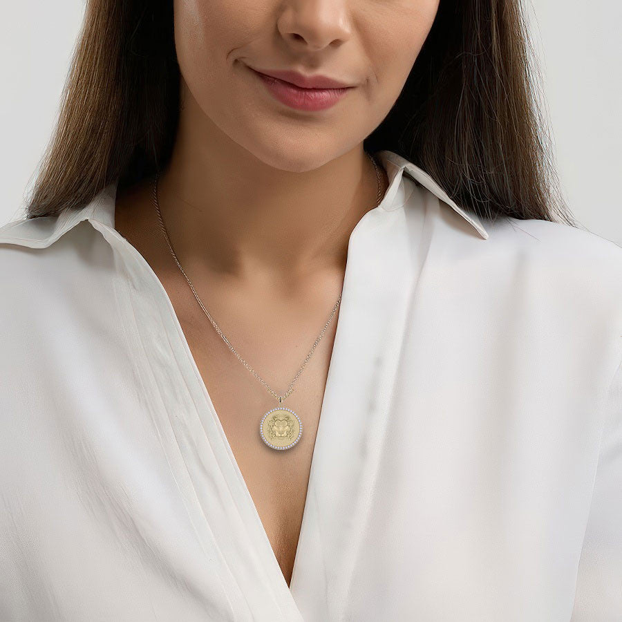 Leo Zodiac Diamond Medallion Pendant