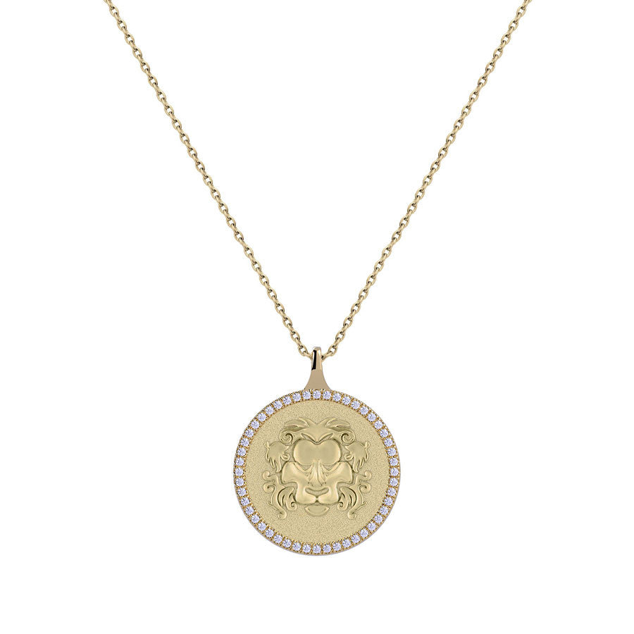 Leo Zodiac Diamond Medallion Pendant