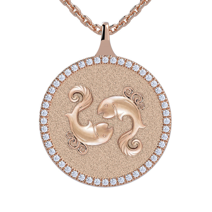Pisces Zodiac Diamond Medallion Pendant