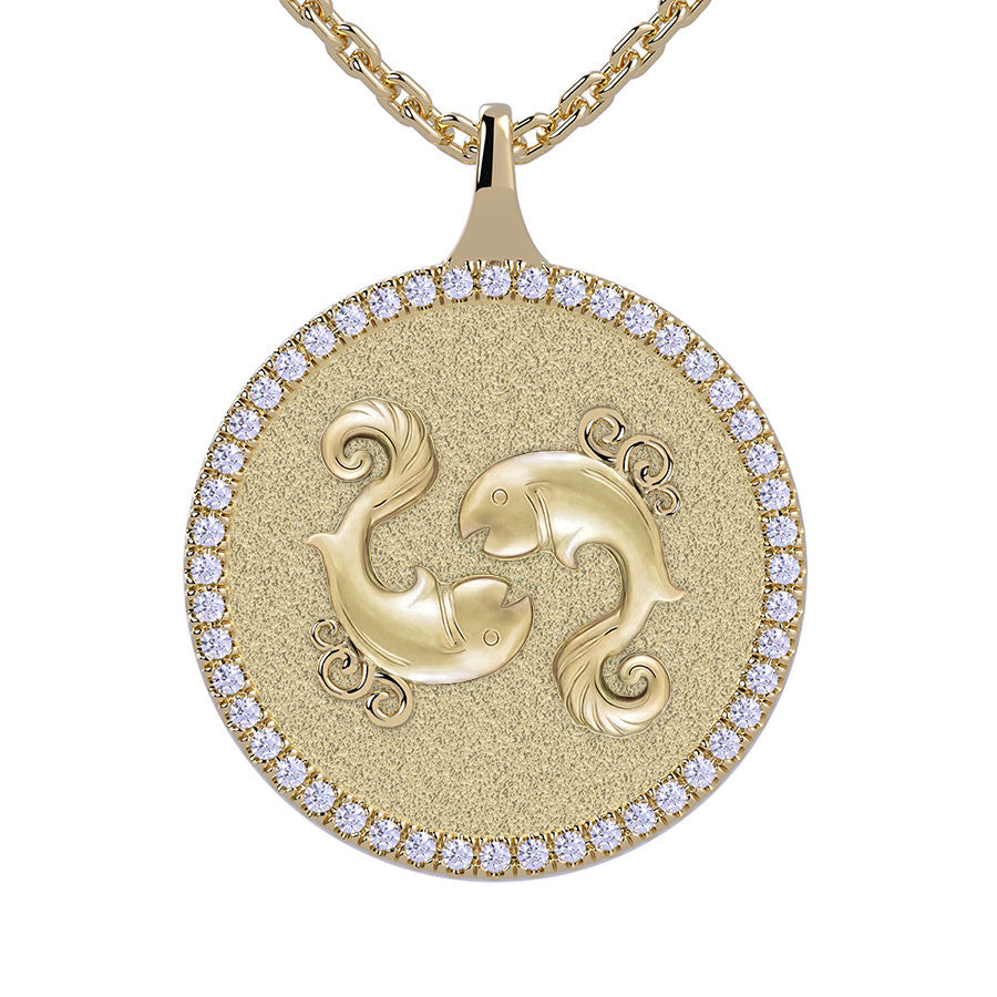 Pisces Zodiac Diamond Medallion Pendant
