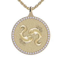 Pisces Zodiac Diamond Medallion Pendant