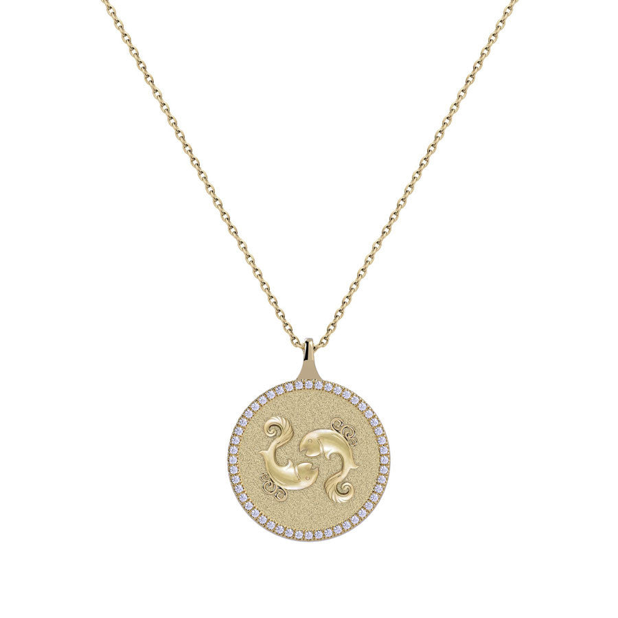 Pisces Zodiac Diamond Medallion Pendant