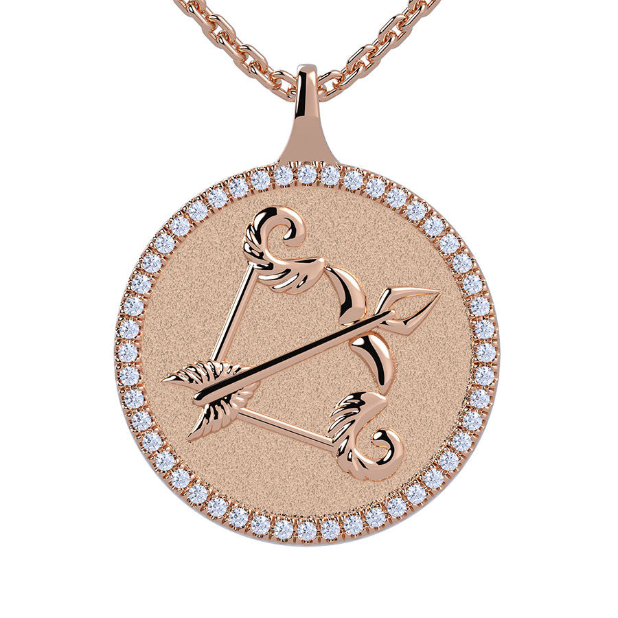 Sagittarius Zodiac Diamond Medallion Pendant